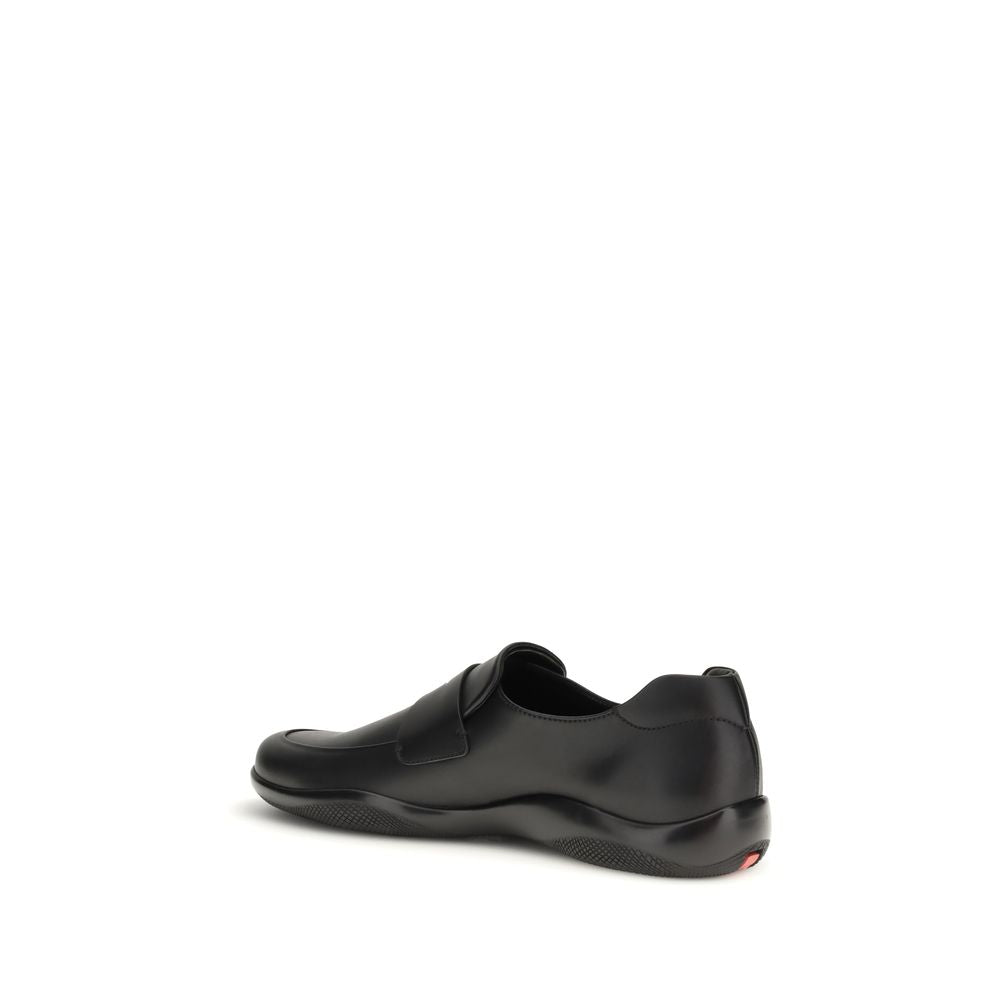 Prada Black Calf Leather Bos Taurus Slip-On Loafers Prada
