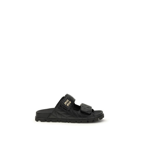 Miu Miu Black Napa Leather / Calf Bos Taurus Slippers Miu Miu