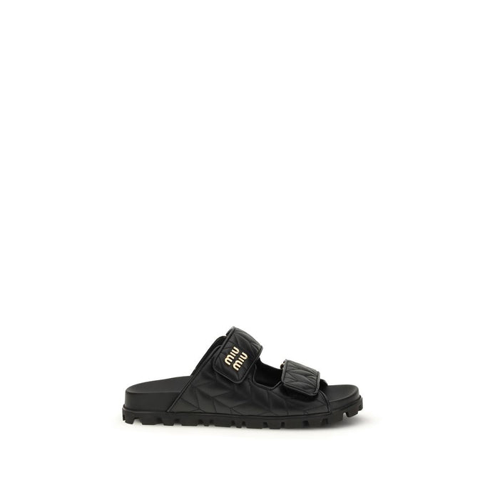 Miu Miu Black Napa Leather / Calf Bos Taurus Slippers Miu Miu