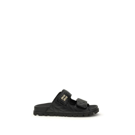 Miu Miu Black Napa Leather / Calf Bos Taurus Slippers Miu Miu