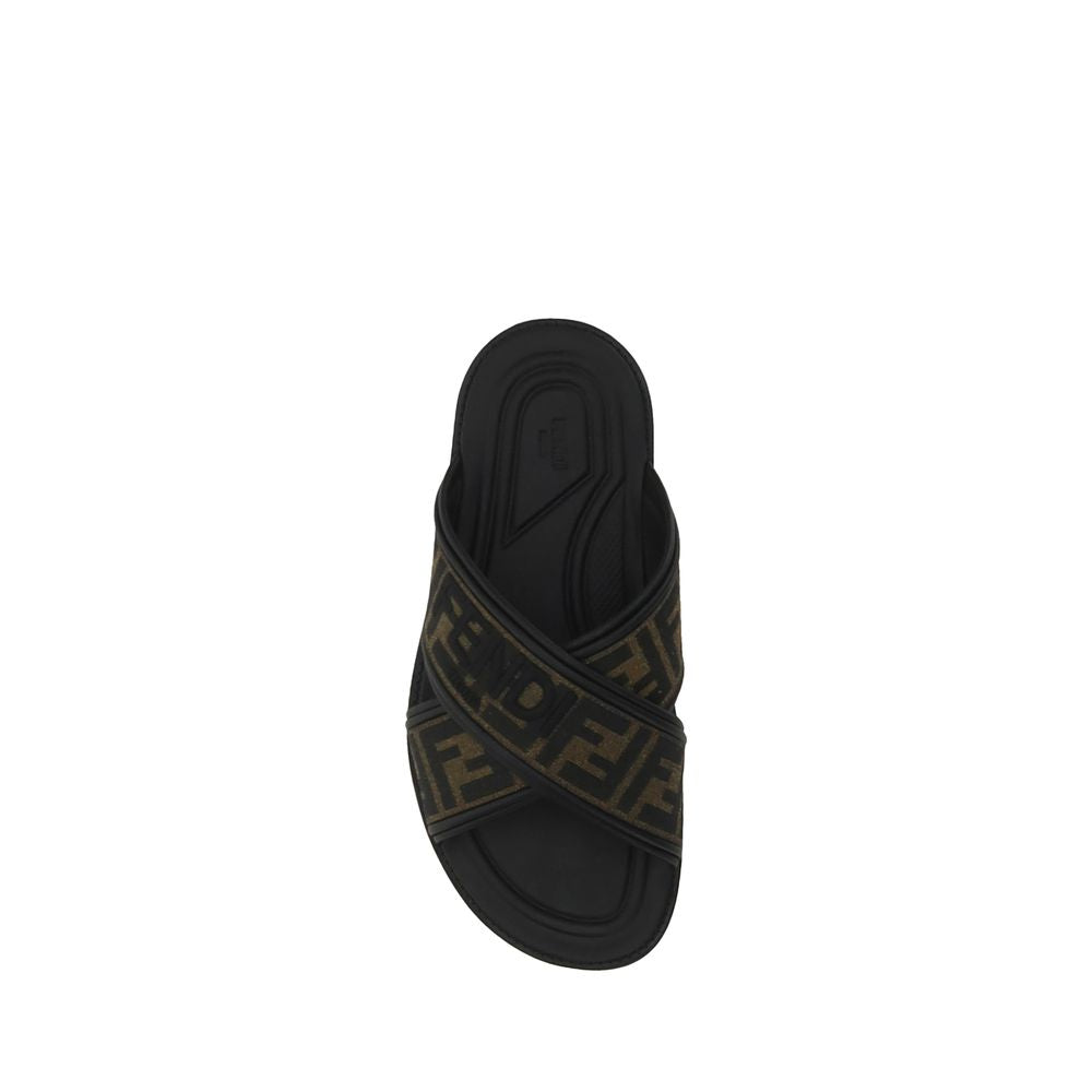 Fendi Black Rubber Slippers Fendi