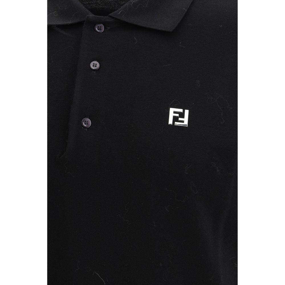 Fendi Black Cotton Polo Shirt Fendi