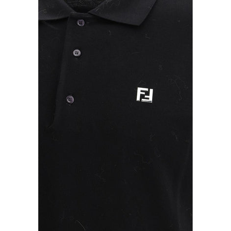 Fendi Black Cotton Polo Shirt Fendi