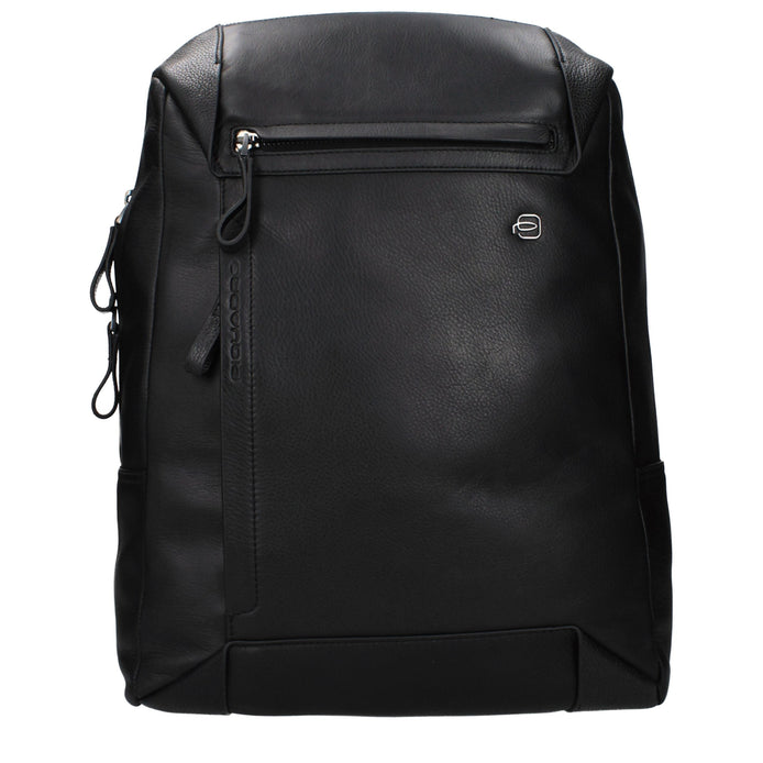 Piquadro Black Leather Backpack Piquadro