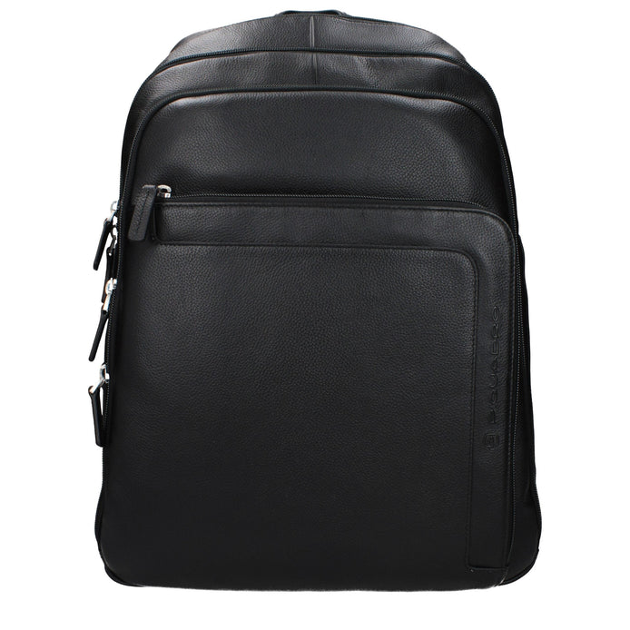 Piquadro Black Leather Backpack Piquadro