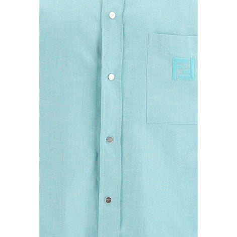 Fendi Light Blue Cotton Dress Shirt Fendi
