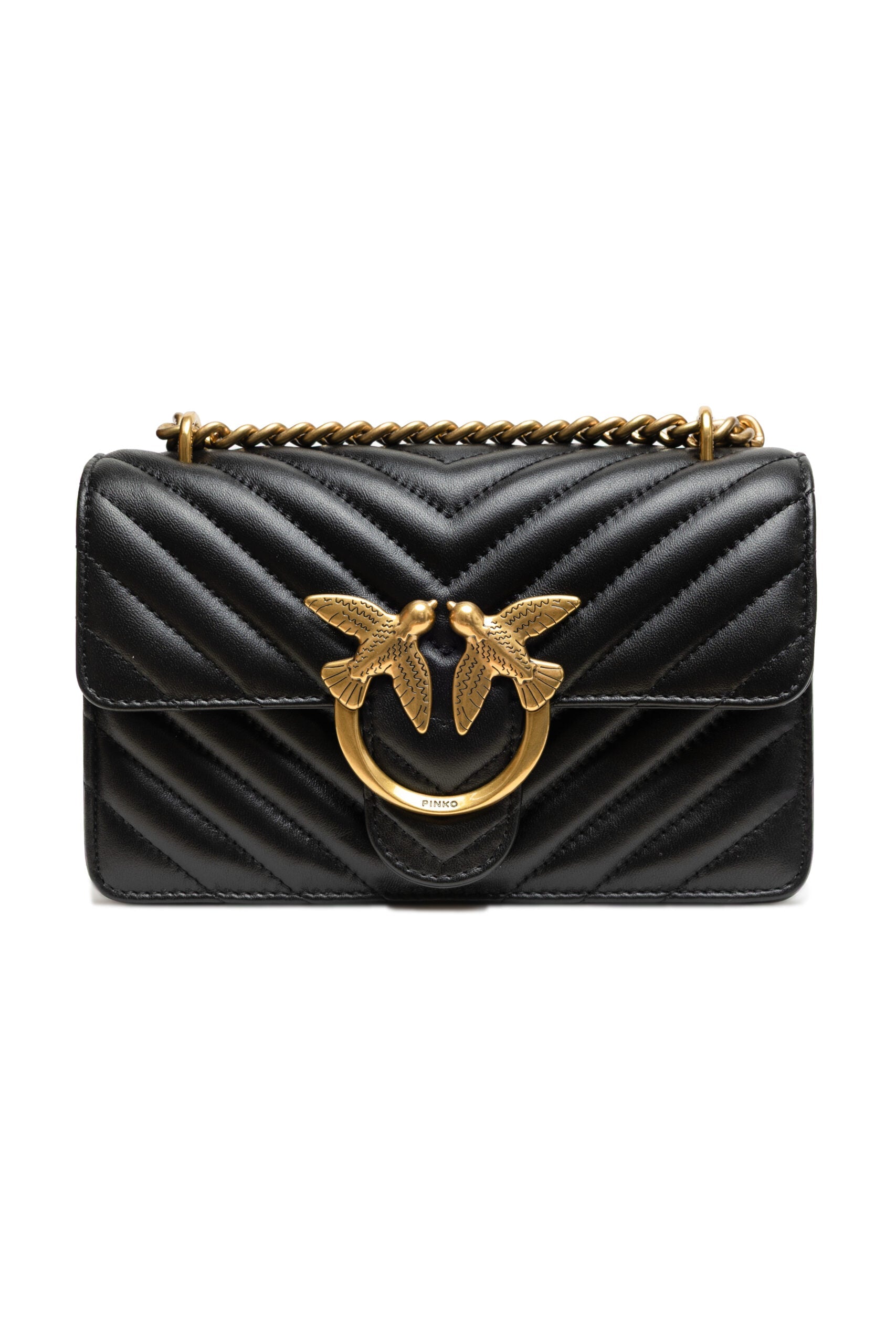 Black Leather Love One Mini Shoulder Bag PINKO