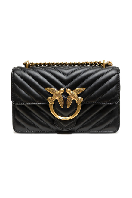 Black Leather Love One Mini Shoulder Bag PINKO