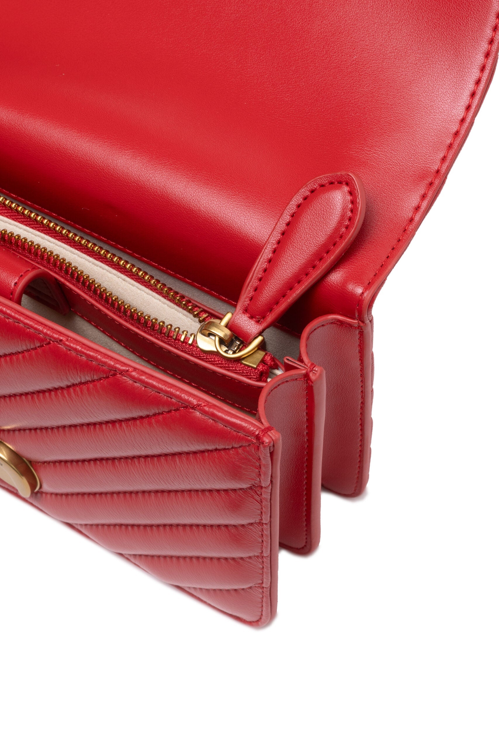 Red Leather Love One Mini Shoulder Bag PINKO