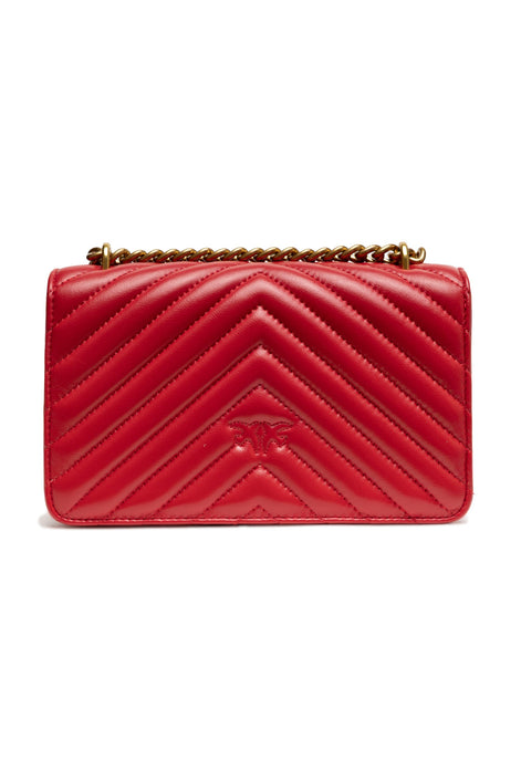 Red Leather Love One Mini Shoulder Bag PINKO