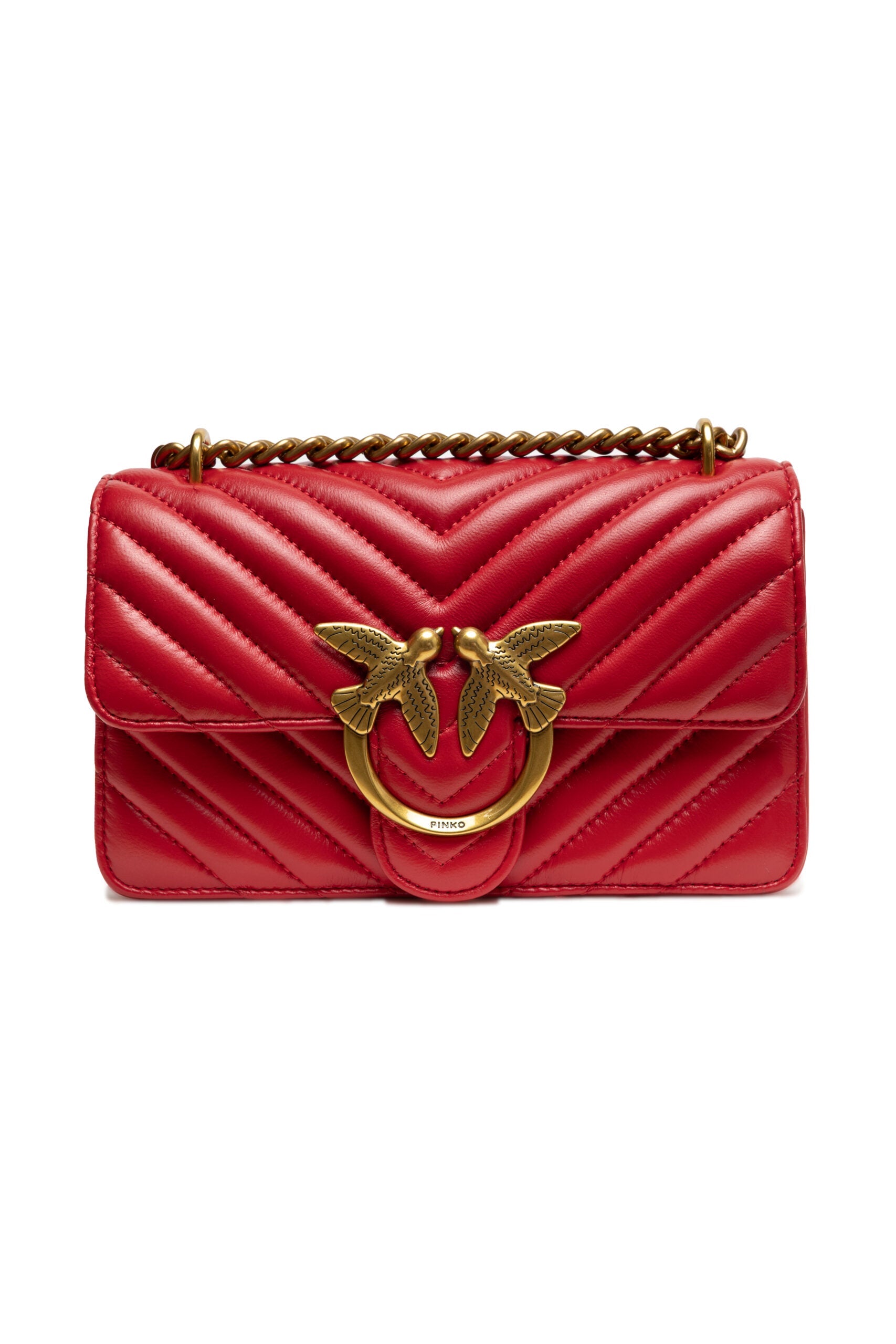 Red Leather Love One Mini Shoulder Bag PINKO