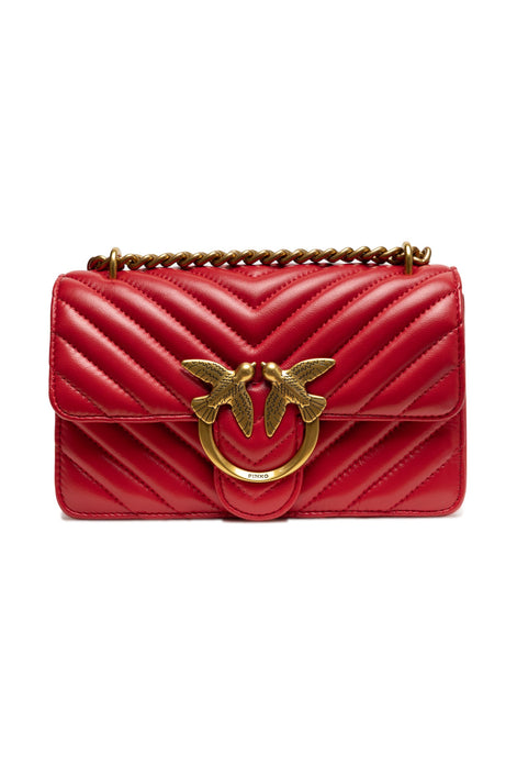 Red Leather Love One Mini Shoulder Bag PINKO